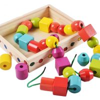 Baby Puzzle String Beaded Wooden Toys For Children Early Education Cognitive Shape Building Blocks Beaded Box