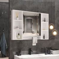 Bathroom Mirror Cabinet Medicine Shaver Shaving Wall Storage Cupboard Organiser Shelves Furniture Bathroom Vanity with Door White