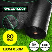 Weed Control Mat Barrier Gardening Ground Cover Landscape Plastic Block Guard 80GSM 1.83 x 50 M