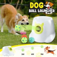 Dog Ball Launcher Automatic Thrower Fetch Throwing Machine Adjustable Distance 3 Coloured Silicone Balls Waterproof Dirt Resistant Petscene