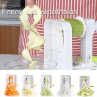 Foldable Hand Cranked Kitchen Vegetable Spiralizer with 4 Stainless Steel Blades Creative Veggie Pasta Spaghetti Maker for Onions