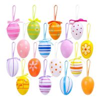 Hanging Easter Eggs Plastic Easter Ornaments Easter Decoration Random Styles(24 Pcs)