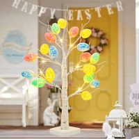 Easter Decorations, Lighted Easter Egg,Battery Powered Adjustable Branches, Artificial Twig Tree for Bedroom Home Centerpiece Decor