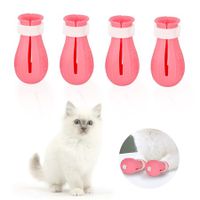 Cat Boots for Cat Only, Anti-Scratch  Adjustable prickly Anti-off shoes for Cat Silicone  for Cats of All Sizes for Bathing and Shaving (Pink)