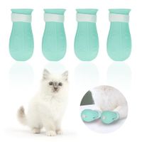 Cat Boots for Cat Only, Anti-Scratch  Adjustable prickly Anti-off shoes for Cat Silicone  for Cats of All Sizes for Bathing and Shaving (Green)