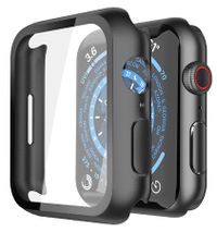 Hard PC Case with Tempered Glass Screen Protector Compatible with Apple Watch Series 7/8 45mm,Ultra-Thin Scratch Resistant Overall Protective Cover for iWatch S8/S7,(2 Pack Black)