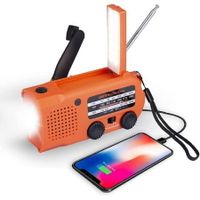 Emergency Solar Hand Crank Radio 5000mAh, with LED Flashlight, SOS Alarm, Cellphone Charger, Weather Scan Alert for Household Outdoor Survival