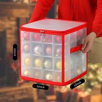 Christmas Ornament Storage Box   Hold 64 Christmas Balls Holiday Ornaments Xmas Holiday Ornament Storage Cube Organizer Christmas Chest with Dividers