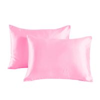 Satin Pillowcase Set of 2  Silk Pillow Cases for Hair and Skin Satin Pillow Covers 2 Pack with Envelope Closure (51*76cm light pink)