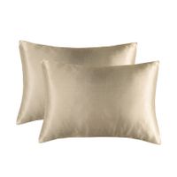 Satin Pillowcase Set of 2  Silk Pillow Cases for Hair and Skin Satin Pillow Covers 2 Pack with Envelope Closure (51*76cm camel)
