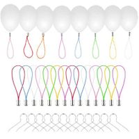25 Pcs White Blank Easter Plastic Eggs 6X4cm with 25pcs Rope hooks Hanging Artificial DIY Creative Decoration Eggs for Party Favors