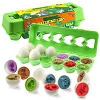 Dinosaur Matching Eggs  Kids 12 P Early Learning and Educational STEM Fun Teaches Sorting and Fine Motor Skills Recognition, Easter Gift Age 3+