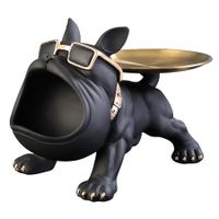 Big Mouth Bulldog Statues Home Decor Butler Statue With Tray Storage Key Holder Candy Jewelry Tray