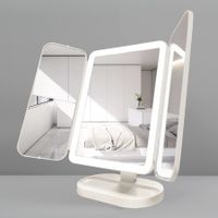 Mkaeup Mirror with Lights with 2X and 3X Magnification Rechargeable Light up 3-Color Temperature-White