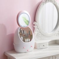LED Makeup Organizer Modern Jewelry and Cosmetic Display Cases with Led Lighted Mirror for Bathroom Dresser