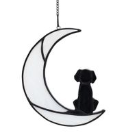 Dog Memorial Gifts for Dog Lovers,Dog on Moon Stained Glass Window Hanging for Suncatcher,Loss of Dog Sympathy Gift for Dog Lovers,Pet Memorial Sympathy Gifts