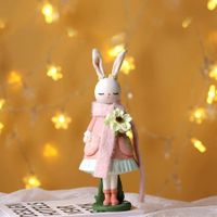 Rabbit Easter Decoration Cute Bunny Figurine Resin Statue Crafts