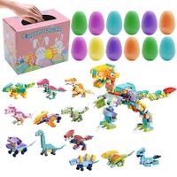 Prefilled Easter Eggs with Insect Building Blocks,Easy Assemble Surprise Easter Egg Toys Easter Party Favors,Easter Basket Stuffers,Easter Egg Hunting,Classroom Prize Toys (12 Pcs)