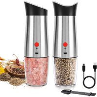 Rechargeable Electric Salt and Pepper Grinder - USB Gravity Automatic Pepper Mill Set,Battery Operated