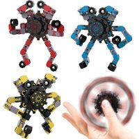 Deformable Robot Fingertip Toys, Decompression Spinner,Stress Relief Clockwork Toy, Clockwork Chain Toy for Kids Adults(1 Pack,Yellow)