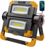 LED Work Light Rechargeable 360° Foldable Flood for Camping, Emergency Car Repairing and Job Site Lighting (Yellow)
