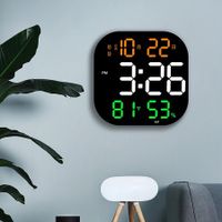 LED Digital Wall Clock Square Large Screen Temp Date Day Week Display Electronic Alarm Clock Dual Alarms Home Decor