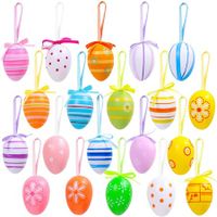 20 Pieces Easter Hanging Eggs Colorful Plastic Easter Eggs Easter Hanging Ornaments Easter Decoration, Random Styles