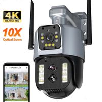 4MP Wifi Camera Three Dual Lens Outdoor Screens 10X Zoom Security Protection Video Surveillance Ptz Auto Tracking Ip Cam