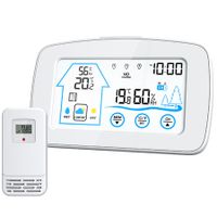 Weather Station LCD Digital Thermometer Hygrometer Indoor Outdoor Sensor Weather Forecast Window Reminder Clock-White