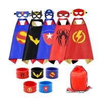 Set of 5 Superhero Capes for Kids Boys Fancy Dress Birthday Party Favors