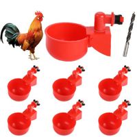 Chicken Water Cups, 6pcs Automatic Chicken Water Feeder, Poultry Waterer Kit Suitable for Chicks, Duck, Goose, Turkey and Bunny
