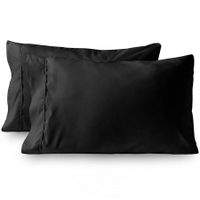 2Pc Brushed Polyester PillowsCase Effen Kleur Envelop Beddengoed  Ultra Zachte PillowsCase Color Black Standard Size