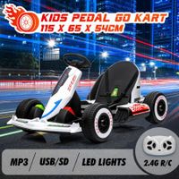Kids Off Road Ride On Toy Electric Go Kart Remote Control 12V with LED MP3 Battery White