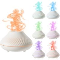 7 Color Flame Aroma Diffuser Essential Oil Lamp USB Portable Air Humidifier with Color Night Light Fragrance Home Car Color White