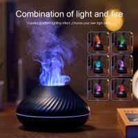 7 Color Flame Aroma Diffuser Essential Oil Lamp USB Portable Air Humidifier with Color Night Light Fragrance Home Car Color Black