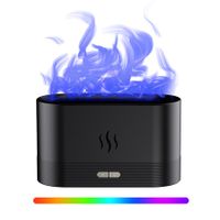 7 Color Light Aromatherapy Flame Light Quiet Mist Humidifiers Aroma Air Diffusers with Auto Shut-Off Protection Atomization Night Light USB Color Black