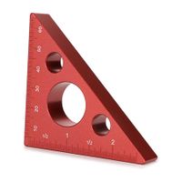 45 Degree Aluminum Alloy Angle Ruler Imperial Metric Scale Carpenter Triangular Ruler Angle Measuring Tool for Woodworking Workshop Square