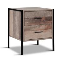 Artiss Bedside Table Drawers Nightstand Metal Oak