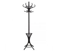 Coat Stand with 12 Hooks - Tree Style with Base Ring for Umbrellas - Walnut