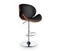 Walnut Veneer Bar  Chair-Black