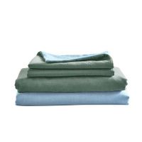 Cosy Club Washed Cotton Sheet Set Green Blue Single