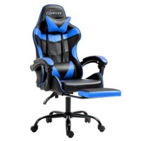 Artiss Office Chair Leather Gaming Chairs Footrest Recliner Study Work Blue