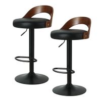 Artiss Bar Stools Kitchen Gas Lift Wooden Stool Metal Barstools Black Swivel