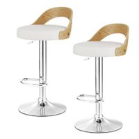 Artiss Bar Stools Kitchen Gas Lift Wooden Stool Metal Barstools White Swivel