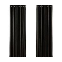 Artiss 2X Blockout Curtains Blackout Window Curtain Eyelet 180x213cm Black