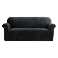 Artiss Velvet Sofa Cover Plush Couch Cover Lounge Slipcover 3 Seater Black