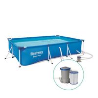 Bestway Swimming Pool Steel Frame Above Ground Rectangular Pool Filter Pump