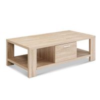 Artiss Coffee Table Wooden Shelf Storage Drawer Living Furniture Thick Tabletop