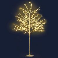 Jingle Jollys 1.5M LED Christmas Branch Tree 304 LED Xmas Warm White Optic Fiber