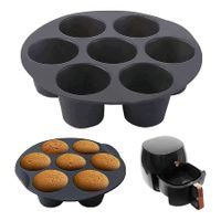 Set of 2 Muffin Moulds, Hot Air Fryer Cups, Silicone Muffin Pan, Muffin Baking Tray, Non-Stick Coated Muffins Baking Mould for Cakes, Cakes (8 Inches)